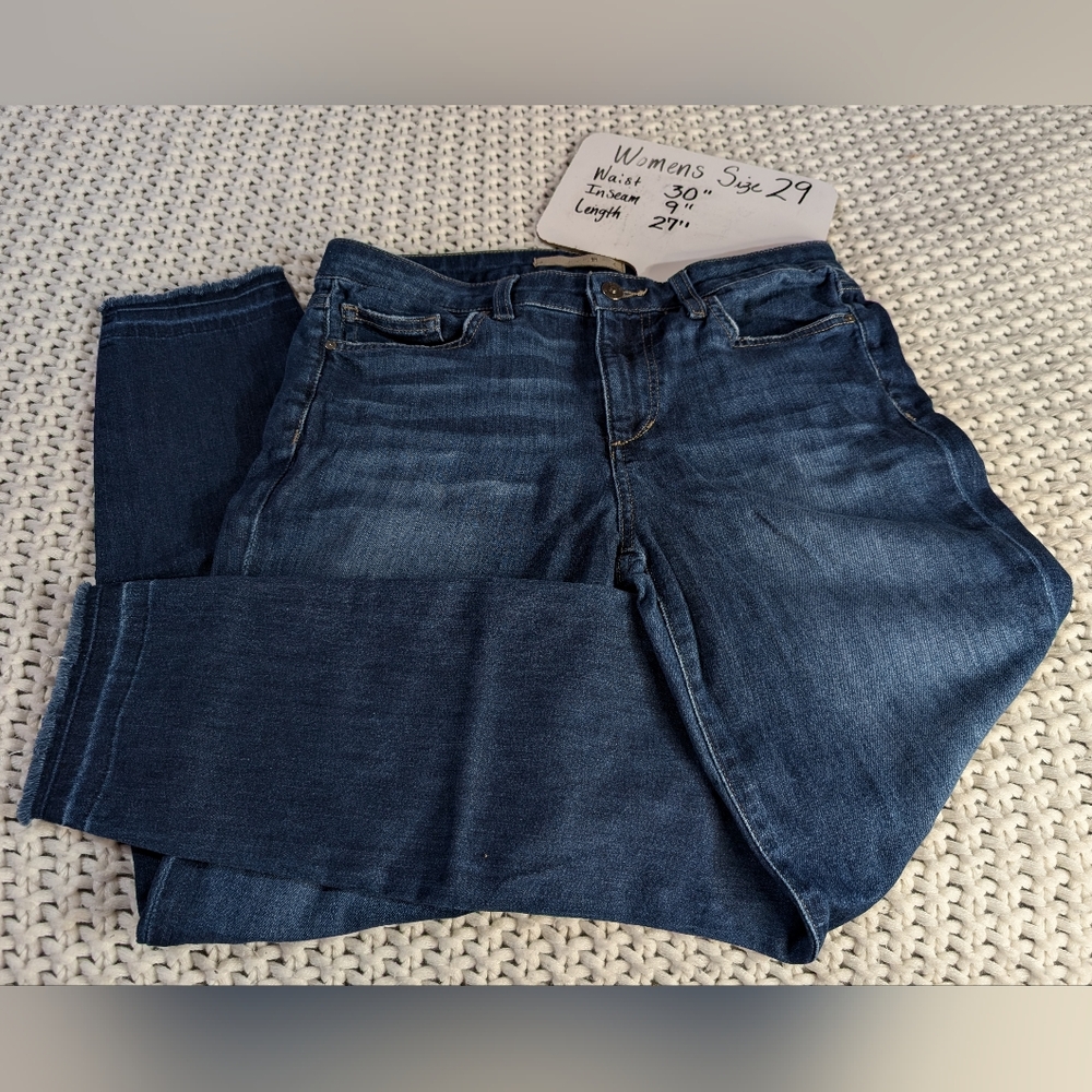 Joe's 29 Women's Dark Wash Raw Hem‎ Taper Leg Blue Jeans